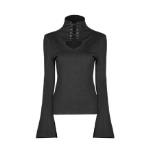 OPT-305 PUNKRAVE Heart Hollowing Tight Sweater with Rope Latest Design Ladies Sweater Full 3D Eco-friendly LOGO Casual Hole XXL